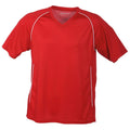 Rot-Weiß - Front - James and Nicholson - "Team" T-Shirt für Herren-Damen Unisex