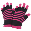 Pink - Front - Damen Magic Gloves 2-in-1 Thermo-Handschuhe, gestreift