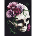 Schwarz - Side - Requiem Collective Damen T-Shirt mit Totenkopf, Blumen und raffiniertem Rückenausschnitt