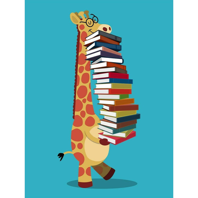 Azurblau - Side - Grindstore Tragetasche The Happy Librarian mit Giraffe und Büchern