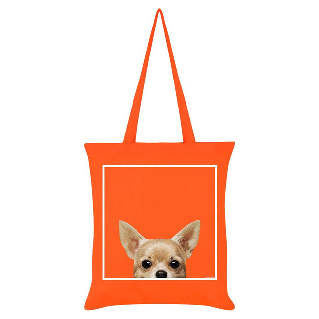 Orange - Front - Inquisitive Creatures Tragetasche mit Chihuahua-Motiv