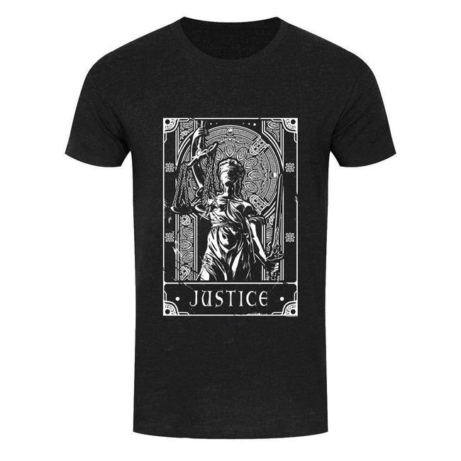 Schwarz - Front - Deadly Tarot Herren Justice Denim T-Shirt