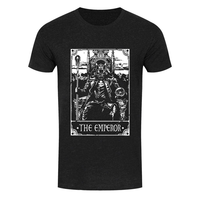 Schwarz meliert - Front - Deadly Tarot Herren T-Shirt The Emperor
