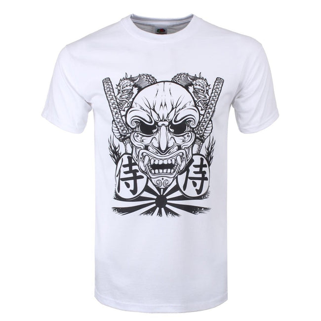 Weiß - Front - Unorthodox Collective Herren Samurai Maske T-Shirt