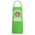 Grün - Front - Grindstore - Herren-Damen Unisex Schürze Love Peace And Vegan Pizza