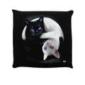 Schwarz-Weiß-Violett - Front - Spiral Yin Yang Cats Zierkissen