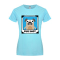 Türkis-Braun-Weiß - Front - Pop Factory - "Pug Shot" T-Shirt für Damen