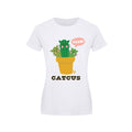 Weiß-Grün-Gelb - Front - Pop Factory - "Catcus" T-Shirt für Damen