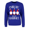 Königsblau - Front - Pop Factory - "Chillin' With My Gnomies" Sweatshirt für Damen - weihnachtliches Design