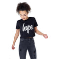 Schwarz-Weiß - Front - Hype Mädchen Crop-T-Shirt mit Logo-Schriftzug