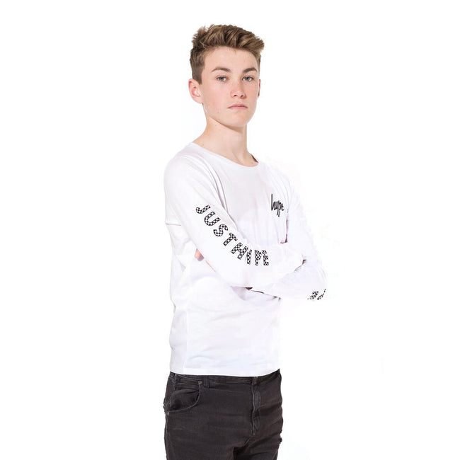 Weiß - Front - Hype Jungen Mini Script Langarm T-Shirt