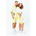 Gelb-Weiß - Back - Hype - "Printed" Jersey-Shorts für Herren-Damen Unisex