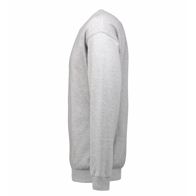 Grau meliert - Side - ID Unisex Sweatshirt mit Rundhalsausschnitt