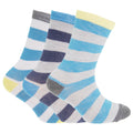 Grau-Gelb-Blau - Front - Jungen Socken, gestreift, 3er-Pack