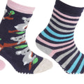 Marine- Beige- Pink - Back - FLOSO Kinder Rutschfeste Socken (3 Paar)