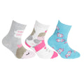Creme-Blau- Pink - Front - FLOSO Kinder Rutschfeste Socken (3 Paar)