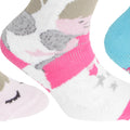 Creme-Blau- Pink - Back - FLOSO Kinder Rutschfeste Socken (3 Paar)