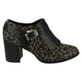 Graues Leopardenmuster - Side - Spot On Damen Ankle Boots mit Fransen-Detail