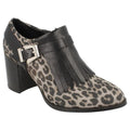 Graues Leopardenmuster - Pack Shot - Spot On Damen Ankle Boots mit Fransen-Detail