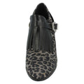 Graues Leopardenmuster - Front - Spot On Damen Ankle Boots mit Fransen-Detail