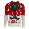 Rot-Weiß - Front - Brave Soul Herren Elf & Safety Weihnachtspullover