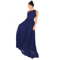 Blau - Front - Krisp Damen One-Shoulder-Abendkleid, lang