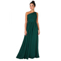 Grün - Front - Krisp Damen One-Shoulder-Abendkleid, lang