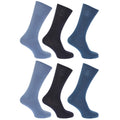 Blautöne - Front - Floso Herren Socken 100% Baumwolle, 6er-Pack