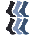 Blautöne - Front - Floso Herren Socken, 100% Baumwolle, 6er-Pack