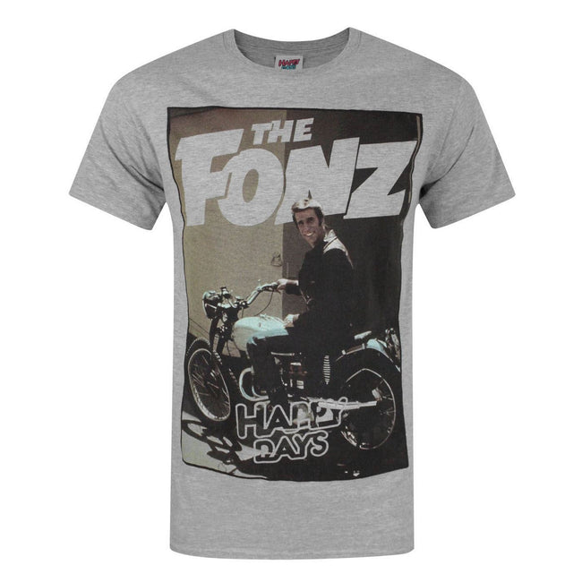Grau - Front - Happy Days Herren The Fonz T-Shirt