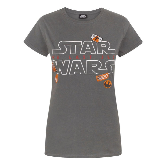 Anthrazit - Front - Star Wars Damen The Last Jedi T-Shirt mit Abzeichen-Design