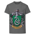 Anthrazit - Front - Harry Potter offizielles Jungen Slytherin Wappen T-Shirt