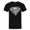 Schwarz - Front - Superman offizielles Herren Distressed Silber Logo T-Shirt