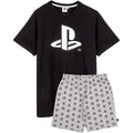 Schwarz-Grau - Front - Playstation - Schlafanzug mit Shorts für Herren