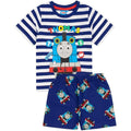 Marineblau - Front - Thomas & Friends - Schlafanzug mit Shorts, Rundum bedruckt für Jungen
