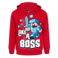 Rot-Blau-Weiß - Front - Minecraft - "Like A Boss" Kapuzenpullover für Jungen