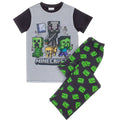 Grau-Schwarz-Grün - Front - Minecraft - Schlafanzug für Jungen