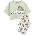 Grün-Cremefarbe - Front - Garfield - Schlafanzug mit langer Hose für Damen