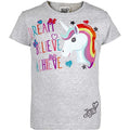 Grau - Back - Jojo Siwa Kinder - Mädchen T-Shirt Dream Believe Achieve, mit EInhorn-Motiv