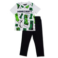 Schwarz-Weiß-Grün - Front - Minecraft - Glitching Schlafanzug für Jungen