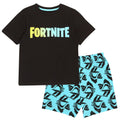 Schwarz-Petrol - Front - Fortnite - "Gradient" Schlafanzug mit Shorts für Jungen