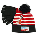 Schwarz-Rot-Weiß - Front - Wheres Wally? - Mütze & Handschuhe Mit Streifen für Jungen