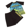 Schwarz-Blau-Grün - Back - Minecraft - Schlafanzug mit Shorts für Jungen