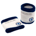 Weiß-Marineblau - Front - Chelsea FC -  Baumwolle Schweißband  2er-Pack Wappen