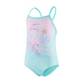 Minzgrün-Pink - Front - Speedo - "Digital" Badeanzug Dünner Riemen für Mädchen