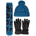Dunkles Jeansblau - Front - Regatta - Mädchen geometrisches Design - Skihandschuhe Set