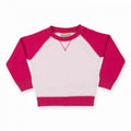 Blassrosa-Fuchsia - Front - Larkwood Baby Unisex Raglan-Sweatshirt, zweifarbig