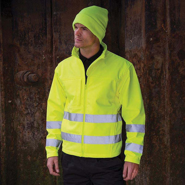 Neon Gelb - Side - Result Core Herren Hi Vis Winter Softshell Jacke, Wasser und Wind abweisend