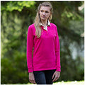 Kräftiges Pink - Side - Front Row Damen Premium Rugby-Shirt - Polo-Shirt, Langarm