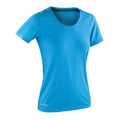 Ozean Blau-Phantom Grau - Front - Spiro Damen Fitness Shiny Panel T-Shirt, meliert